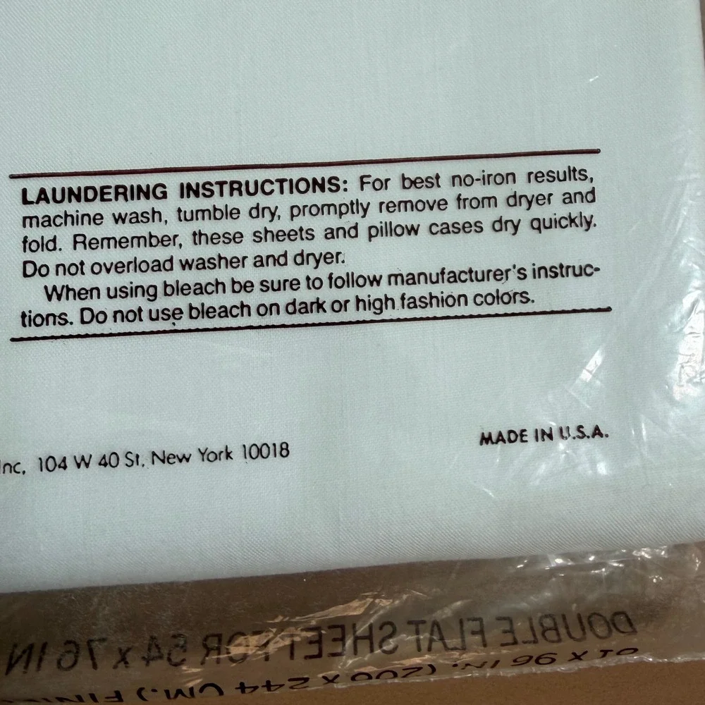 Springmaid Wondercale White Double Flat Sheet No-Iron Percale 81x96 NOS
